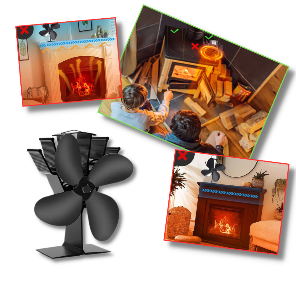 4-Blade Heat Powered Stove Fan for fireplaces - Ozerty