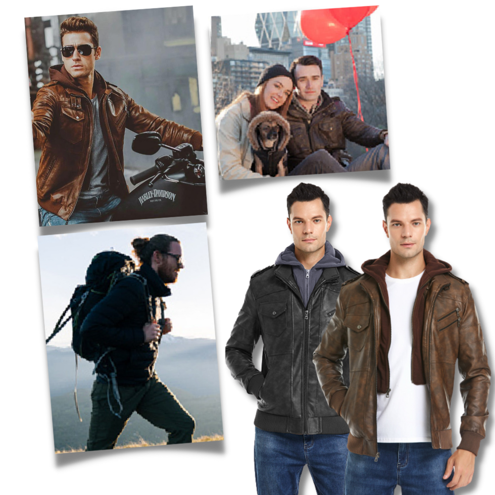 Classic Brown Leather Motorcycle Jacket - Ozerty