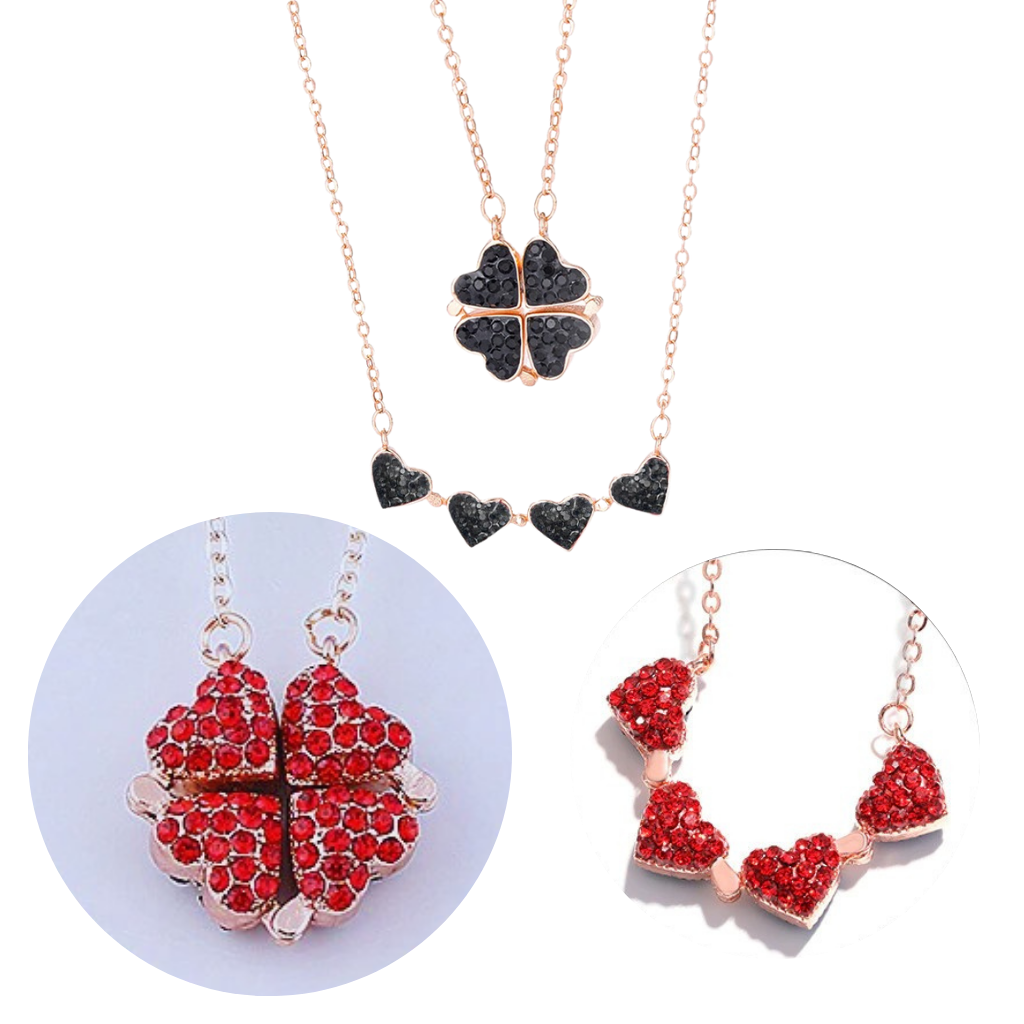 Adjustable 4 Leaf Clover Heart Necklace