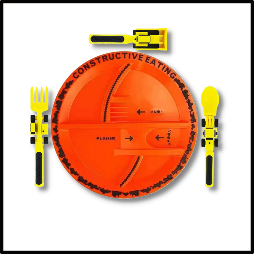  Creative Constructive Eating Plate and Utensils Set   - Ozerty