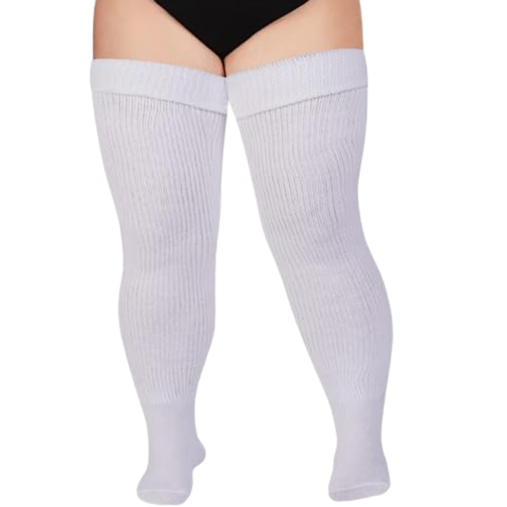 Toe Reinforced Women's Thigh High Socks -White - Ozerty, Toe Reinforced Women's Thigh High Socks -White Red - Ozerty, Toe Reinforced Women's Thigh High Socks -White Black - Ozerty
